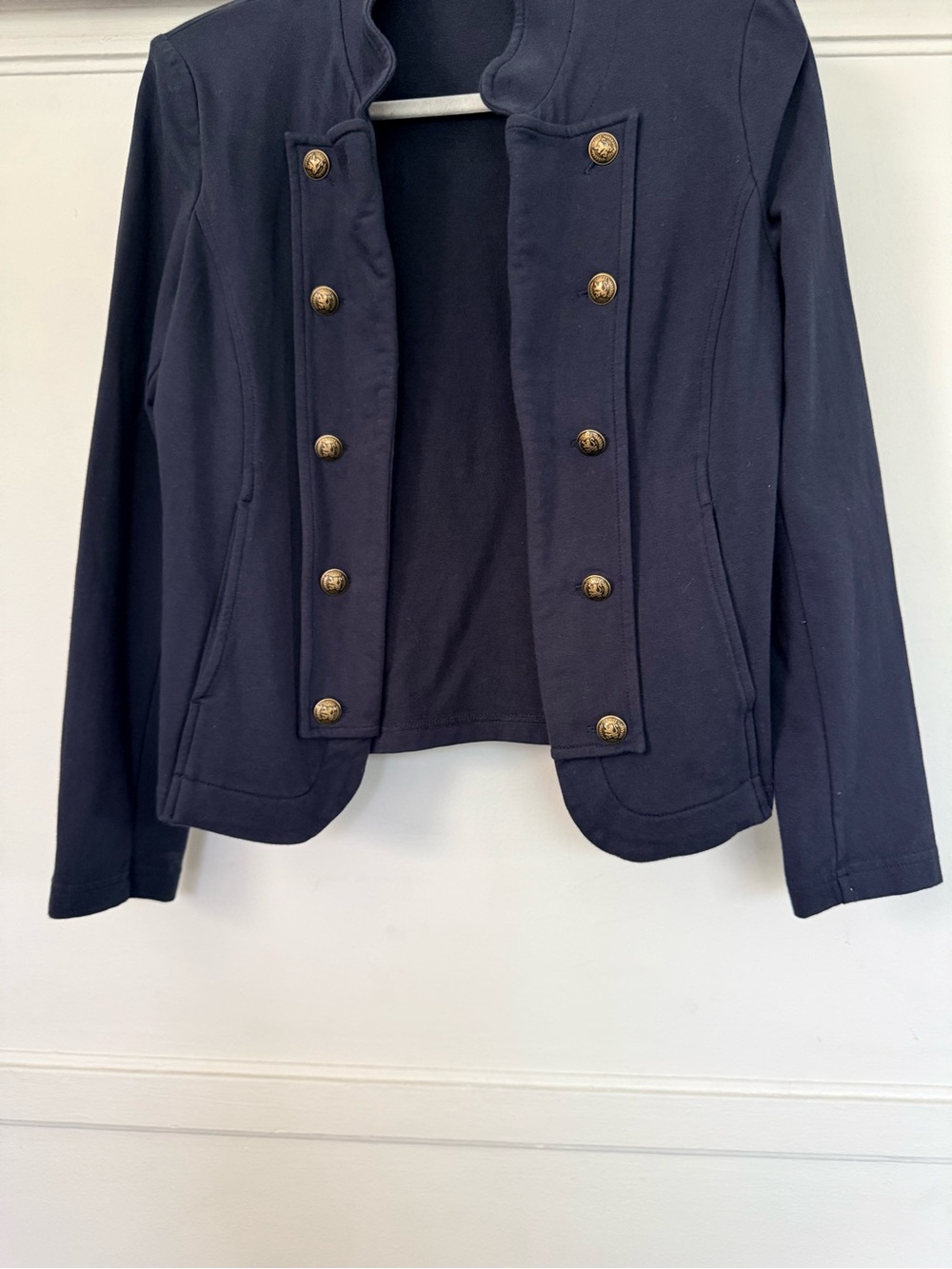 Tommy Hilfiger Navy Military-Style Double-Breasted Blazer
